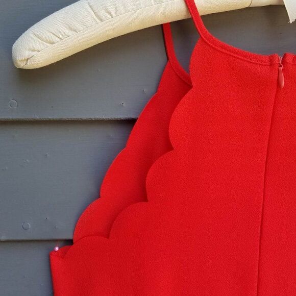 Alya Red Scallop Dress with Spagetti Straps size Medium - Picture 8 of 9